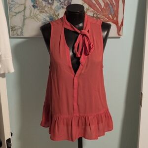 Joie tomato red silk blouse M